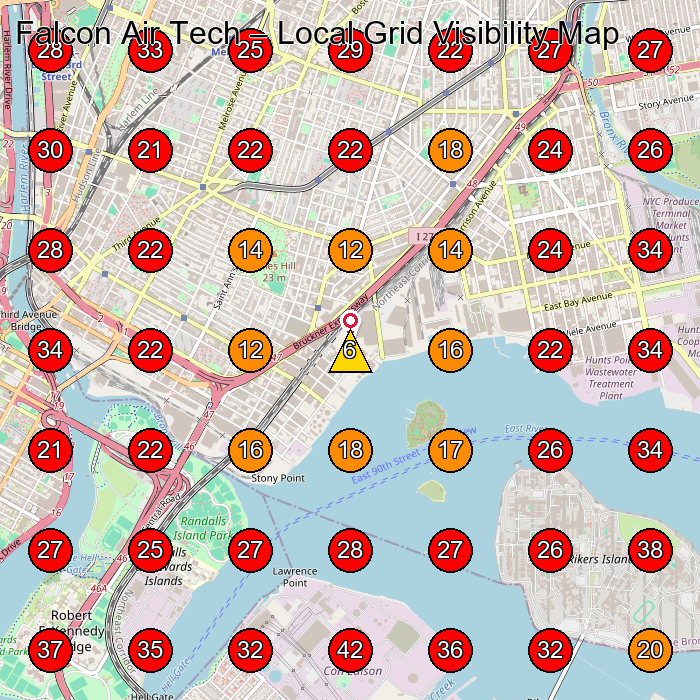Falcon Air Tech GeoGrid visibility map for Heating Contractor in Bronx